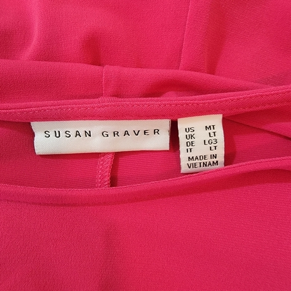 SUSAN GRAVER Red averse Knit Midi Dress Sz MT Short Sleeve Crewneck Pocket - Picture 8 of 10